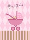 Its A Girl Pink Baby Pram Royalty Free Stock Photo