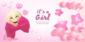 Its a girl vector illustration card template Royalty Free Stock Photo