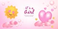 Its a girl vector illustration card template. Royalty Free Stock Photo