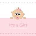 Its a girl welcome greeting card for childbirth with baby face