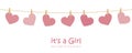 its a girl welcome greeting card for childbirth