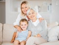 Its a girls day. Shot of a little girl spending time with her mother and grandmother at home. Royalty Free Stock Photo