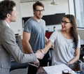 Its good to meet you. an attractive young businesswoman meeting her new boss. Royalty Free Stock Photo