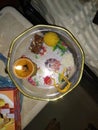 Thali for Rakshabandhan occasion with sweets box and rakhi