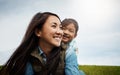 Its impossible to count how much I love you. a mother bonding with her little daughter outdoors.