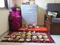 Its little krishna darshan in indian house .. diiferent varietes of food kept as bhog .. it is in diwali festival..