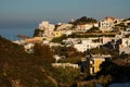 Sunset on Ponza town from Half moon beach on Ponza Island in Italy Royalty Free Stock Photo