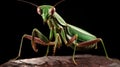 Ferociously Agitated Mantis Displaying Intense Emotions in its Natural Habitat Royalty Free Stock Photo