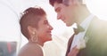 Its simply a blissful moment. an affectionate young newlywed couple sharing an intimate moment while covering themselves Royalty Free Stock Photo