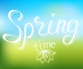 Its Spring Time. Hand-lettering typographic design on nature Royalty Free Stock Photo
