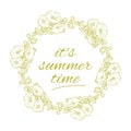 Its Summer time wreath with flowers, isolated background, vector