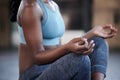 Its time to get your zen on. an unrecognizable woman meditating. Royalty Free Stock Photo