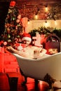 Its yours. sexy mature man bath. winter holidays. happy new year gift. erotic wish. feel desire. muscular man relax