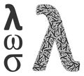 Fractal Lambda Greek Lowercase Letter Icon Self Composition
