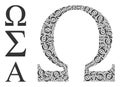Fractal Omega Greek Letter Icon Itself Mosaic