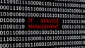 ITSM Information Technology Service Management concept - red lettering integrated into a binary code screen made of white digits Royalty Free Stock Photo