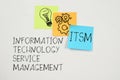 ITSM Information Technology Service Management is shown using the text