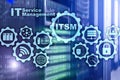 ITSM. IT Service Management. Concept for information technology service management on supercomputer background.