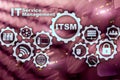 ITSM. IT Service Management. Concept for information technology service management on supercomputer background.