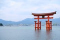 Itsukushima Jinja Otorii or Grand Torii Gate on the sea of Miyajima, Japan. Royalty Free Stock Photo