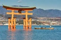 Itsukushima Shinto Shrine in Miyajima island with its floating torii gate, Japan Royalty Free Stock Photo