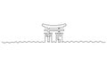 Itsukushima shrine continuous one line vector drawing