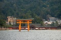 Itsukushima shrine, floating Torii gate, Miyajima island, Japan. Royalty Free Stock Photo