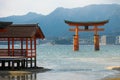Itsukushima shrine, floating Torii gate, Miyajima island, Japan. Royalty Free Stock Photo