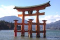 Itsukushima shrine torii gate in the water on Miyajima island Royalty Free Stock Photo