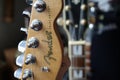 Brand name Fender on a guitar Royalty Free Stock Photo