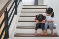 Ittle girl comforting her sister at home Royalty Free Stock Photo