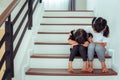 Ittle girl comforting her sister at home Royalty Free Stock Photo