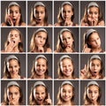 Ittle girl portraits with diferent expressions Royalty Free Stock Photo