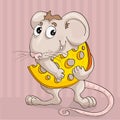 Ittle mouse with slice of cheese