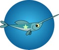 ittle swordfish with a star on its body