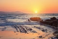 Itzurun beach, flysch of Zumaia on the coast Gipuzkoa, Spain Royalty Free Stock Photo