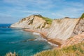 Itzurun Beach and flysch in Zumaia, Spain Royalty Free Stock Photo