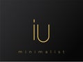 IU Minimalist Logo with Interlocking Shapes on Solid Black Background Royalty Free Stock Photo