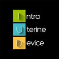 IUD Intra Uterine Device - T-shaped birth control device that is inserted into the uterus to prevent pregnancy, acronym text