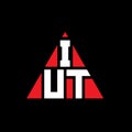 IUT triangle letter logo design with triangle shape. IUT triangle logo design monogram. IUT triangle vector logo template with red