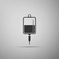 IV bag icon isolated on grey background. Blood bag icon. Donate blood concept. The concept of treatment and therapy