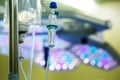 IV drip hanging on a pole in hospital Royalty Free Stock Photo