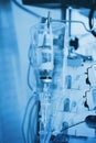 Iv dripping system with the perfusion devices in the night ward Royalty Free Stock Photo