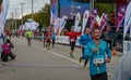 2016.09.25: IV Moscow Marathon.The athletes finish the marathon distance. Royalty Free Stock Photo