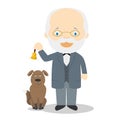 Ivan Pavlov cartoon character. Vector Illustration. Royalty Free Stock Photo