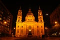 Szent Istvan Bazilika at night in Budapest Royalty Free Stock Photo