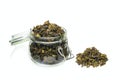 Ivan tea dried in a glass jar isolated