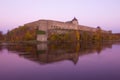 Ivangorod fortress, October twilight. Leningrad region, Russia Royalty Free Stock Photo