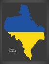 Ivano-Frankivsk map of Ukraine with Ukrainian national flag illustration
