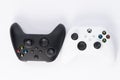 Ivano-Frankivsk, Ukraine August 14, 2022: Gamepad Microsoft Xbox Wireless Controller, two controllers black and white on Royalty Free Stock Photo
